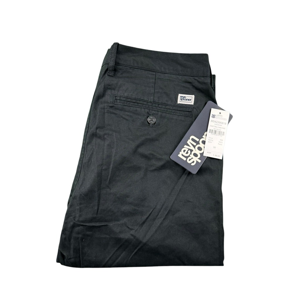 Reyn Spooner Mens Solid Twill Chino Pant Black Flat Front 30x32 M542390818 NWT